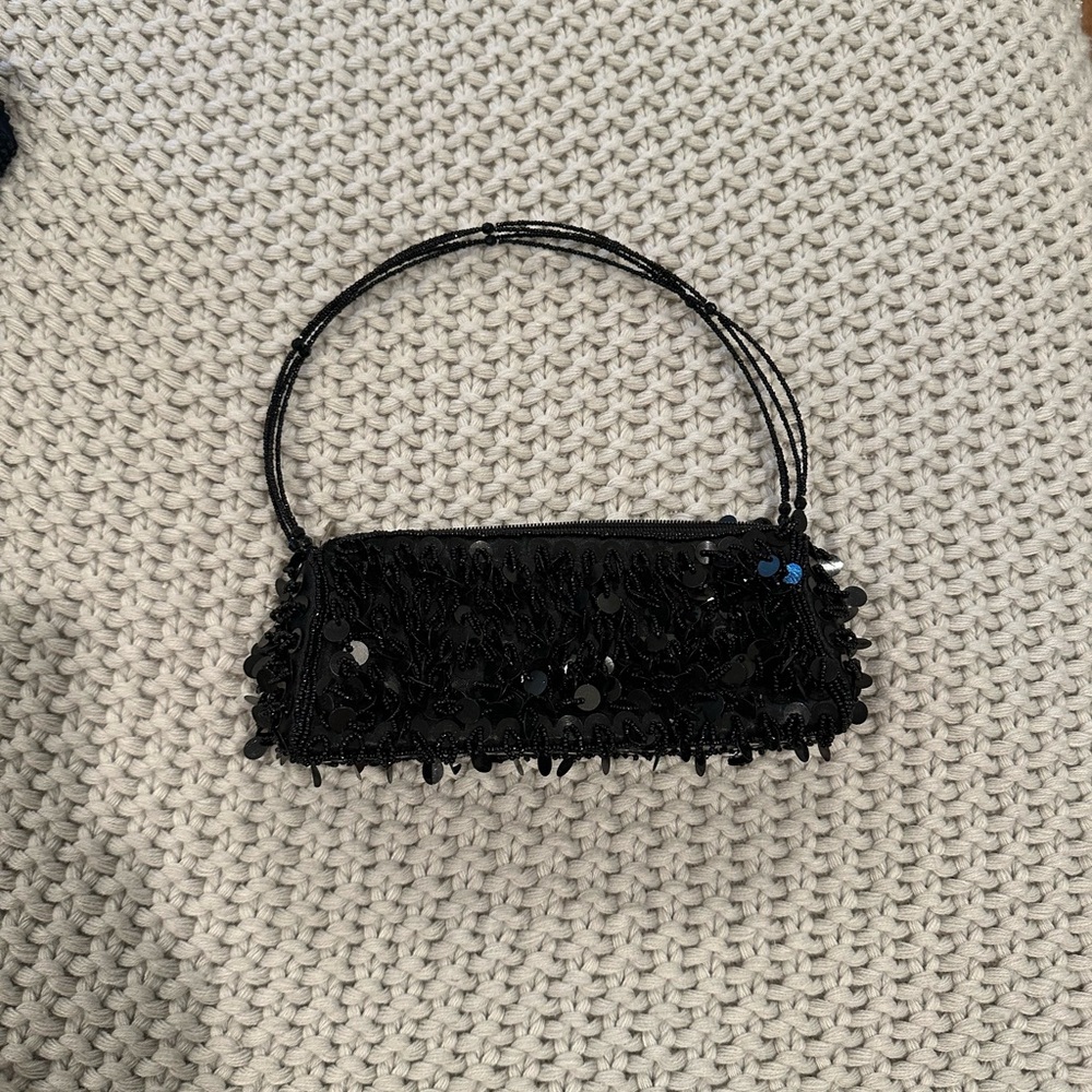 Chic Black Beaded Bag - Picture 3 of 4